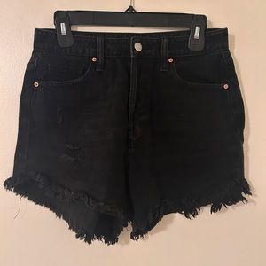 Black distress jean cutoff shorts